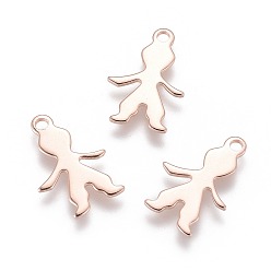 Rose Gold 201 Stainless Steel Pendants, Boy, Rose Gold, 16x11x0.8mm, Hole: 1.5mm