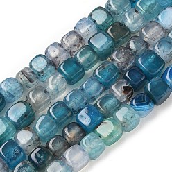 Небесно-голубой Природных вены драконов агат бисер нитей, окрашенная и подогревом, кубические, голубой, 7~8x7~8x7~8 мм, отверстие : 0.9 мм, около 56 шт / нитка, 14.57'' (37 см)
