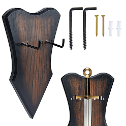 Кокосово-Коричневый Деревянная подставка для катаны для меча, кронштейн самурайский меч дисплей мольберты, форма щита, кокосового коричневый, 27x16x1.5 см