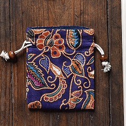 Темно-синий  Шифер Сумки на шнурке из ткани, прямоугольные мешочки для ювелирных изделий в китайском стиле, темный сланец синий, 12x10 см