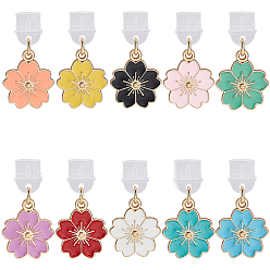(52) Непрозрачная лаванда 10шт пластиковые мобильные пылезащитные заглушки, цветок, с подвесками из эмали и сплава , разноцветные, 31 мм, 10 шт / комплект