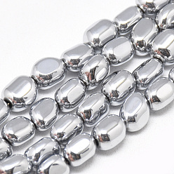 Platinum Plated Electroplate Non-magnetic Synthetic Hematite Beads Strands, Chips, Platinum Plated, 7~8x5~6x4~5mm, Hole: 1mm, about 57pcs/strand, 16.1 inch