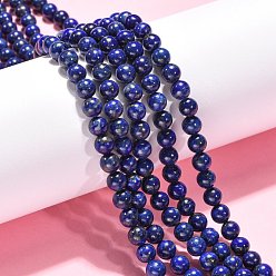 Lapis Lazuli Natural Lapis Lazuli Beads Strands, Grade A-, Round, 6mm, Hole: 1mm, about 62pcs/strand, 16 inch