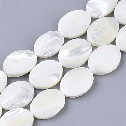 Creamy White Natural Trochid Shell/Trochus Shell Beads Strands, Oval, Creamy White, 20x15x4.5~5.5mm, Hole: 1mm, about 20pcs/Strand, 15.75 inch