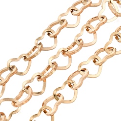Real 18K Gold Plated 304 Stainless Steel Heart Link Chains, with Spool, Ion Plating(IP), Long-Lasting Plated, Real 18K Gold Plated, 12x9.5x1.5mm, about 32.81 Feet(10m)/Roll