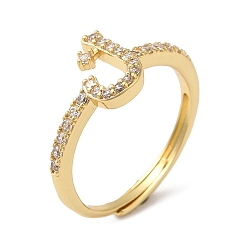 Настоящее золото 18K Стойка с покрытием из латуни с кубическим цирконием и арабскими буквами, регулируемые кольца для женщин, без кадмия и без свинца, долговечный, реальный 18 k позолоченный, 10.4x7.4 мм, внутренний диаметр: 18.2 мм