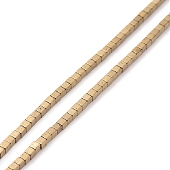 Светло-Золотое Покрытие Гальванические немагнитная синтетический гематит бисер пряди, кубические, свет позолоченные, 1.5x1.5x1.5 мм, отверстие : 0.5 мм, около 257~260 шт / нитка, 15.59~15.75 (39.6~40 см)