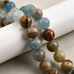 Кальцит Нити из натурального голубого кальцита, круглые, 11.5~12.5 мм, отверстие : 0.9 мм, около 33 шт / нитка, 15.43'' (39.2 см)