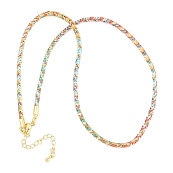 Разноцветный Изготовление ожерелий из плетеного поликоттонового шнура, с латунными выводами и 303 застежками из лобстера из нержавеющей стали, реальный 18 k позолоченный, красочный, 18.11~18.19 дюйм (46~46.2 см)