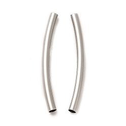 Нержавеющая Сталь Цвет Не тускнеет 304 трубчатые бусины из нержавеющей стали, изогнутая трубка, цвет нержавеющей стали, 30x2.5 мм, отверстие : 2 мм