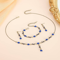 Королевский синий Ожерелья с подвесками из розового сплава и акрила, серьги-гвоздики и наборы браслетов, золотые, королевский синий, 455 мм