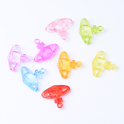 Mixed Color Transparent Acrylic Pendants, Crown, Mixed Color, 27.5x31x6.5mm, Hole: 3mm, about 300pcs/500g