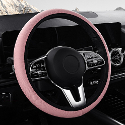 Pink PU Leather Steering Wheel Cover, Skidproof Cover, Universal Car Wheel Protector, Pink, 380mm