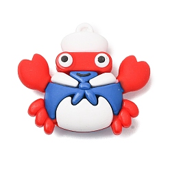 Blue PVC Plastic Pendants, Crab Charms, Blue, 42.5x48.5x19.5mm, Hole: 2.5mm