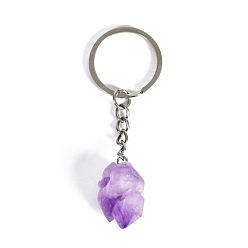 Amethyst Natural Rough Raw Amethyst Irregular Shaped Keychain, Nuggets, 9cm