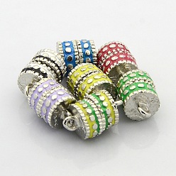 Mixed Color Platinum Plated Column Alloy Enamel Magnetic Clasps with Loops, Mixed Color, 18x10mm, Hole: 2mm