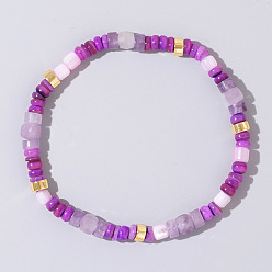 Аметист Браслеты из натуральных аметистов и ракушек для женщин, колонка, внутренний диаметр: 6-7/8 дюйм (17.5 см)