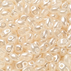 Bisque Opaque ABS Beads, Double Hole, Oval, Bisque, 6x4.5x3.3mm, Hole: 1.2mm, about 14516pcs/500g