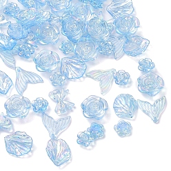 Светло-Голубой Набор для поиска поделок для изготовления ювелирных изделий, включая прозрачные акриловые подвески и бусины, AB цвет, разнообразные, Небесно-голубой, 11~21x12~27x3~7 мм, отверстие : 1~2 мм, Около 746 шт / 500 г