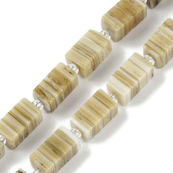 Темный Хаки Бусы лэмпворк ручной работы, прямоугольник с бисером, Темный хаки, 11~12x5.5~6.5x5~6 мм, отверстие : 0.7 мм, около 30~32 шт / нитка, 16.14'' (41 см)