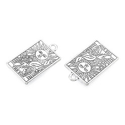 Antique Silver Rack Plating Alloy Pendants, Cadmium Free & Nickel Free & Lead Free, Tarot Charms, Antique Silver, The Sun XIX, 23.5x14.5x1.5mm, Hole: 1.8mm