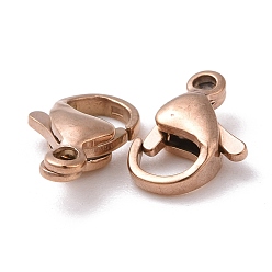 Rose Gold Ion Plating(IP) 304 Stainless Steel Lobster Claw Clasps, Parrot Trigger Clasps, Rose Gold, 13x8x4mm, Hole: 1.5mm