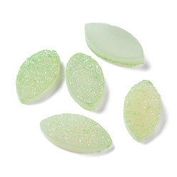 Light Green Natural Druzy Agate Cabochons, Dyed, Horse Eye, Light Green, 16x8x3~4mm