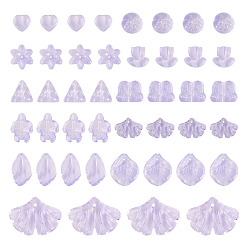 Лиловый 125g градиентные цветные прозрачные стеклянные бусины, разнообразные, сирень, 8~23x8~20x3.5~8 мм, отверстие : 1~1.4 мм