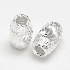 Silver Fancy Cut Oval 925 Sterling Silver Textured Beads, Silver, 8x5mm, Hole: 2.2mm, about 54pcs/20g