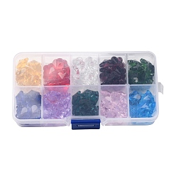 Цветок 100 шт 10 цвета стеклянные подвески, с пластиковой коробке, цветок, 13x13x7 мм, отверстие : 1.2 мм, 10 шт / цвет