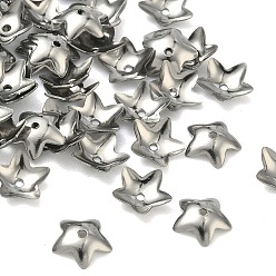 Нержавеющая Сталь Цвет Устойчив к потускнению 5- гладкая поверхность лепестков цветка 304 колпачки из нержавеющей стали, цвет нержавеющей стали, 7x7x2 мм, отверстие : 0.5 мм