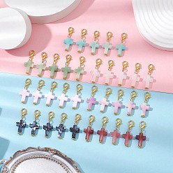 (52) Непрозрачная лаванда 35шт 7 цвета крест акриловые подвесные украшения, Подвески с застежками-когтями омара для украшения сумок, разноцветные, 33 мм, 5 шт / цвет