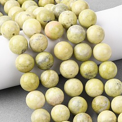 Лимонный Нефрит Натуральные нефритовые бусины, цвет лимона , круглые, 14~14.5 мм, отверстие : 1.2 мм, около 28~30 шт / нитка, 15.35~16.14'' (39~41 см)