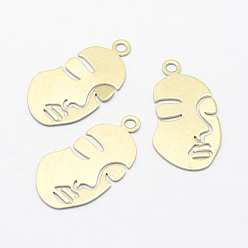 Без Покрытия Латунные подвески, без свинца, без кадмии и без никеля, лицо, сырой (без покрытия), 33.5x17x0.7 мм, отверстие : 2.5 мм