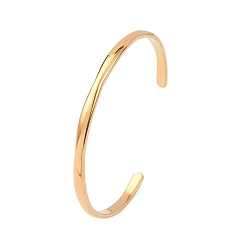 Настоящее золото 18K 304 женские браслеты-манжеты из нержавеющей стали, ионное покрытие (ip), реальный 18 k позолоченный, внутренний диаметр: 2-1/2x1-7/8 дюйм (6.2x4.8 см)