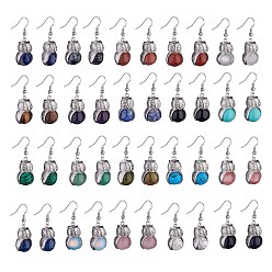 Смешанные камни Серьги с драгоценными камнями в виде совы, платиновые латунные украшения для женщин, 41 мм, штифты : 0.6 мм