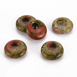 Unakite Natural Unakite Pendants, Donut/Pi Disc, 17.5~18.5x5.5mm, Hole: 5.5mm