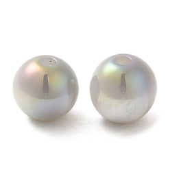 Light Grey Iridescent Opaque Resin Beads, Candy Beads, Round, Light Grey, 10x9.5mm, Hole: 1.8mm