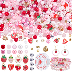 (52) Непрозрачная лаванда Наборы для изготовления ювелирных изделий своими руками, включая акриловые, CCB-пластиковые и полимерные бусины, подвеска из эмалевого сплава и эластичная нить, разноцветные, 0.8 мм