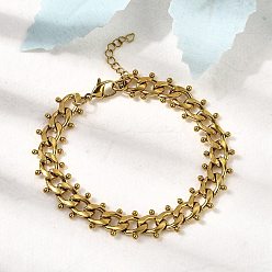 Золотой Панк-стиль 304 браслеты из нержавеющей стали с завитками для женщин, ионное покрытие (ip), золотые, 6-3/4 дюйм (17.3 см)