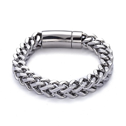 Stainless Steel Color Tarnish Resistant 304 Stainless Steel Wheat Chain Bracelets, with Bayonet Clasps, Stainless Steel Color, 8-7/8 inch(22.5cm)