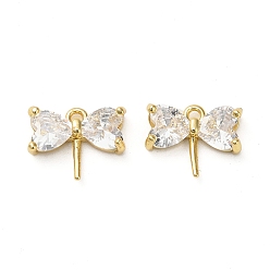 Прозрачный Латунные микро проложить кубического циркония прелести, стрекоза, реальный 18 k позолоченный, прозрачные, 10.5x13.5x4.5 мм, отверстие : 1.4 мм