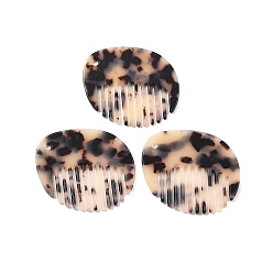 Персиковый Слойка Непрозрачные подвески из ацетата целлюлозы, расческа с леопардовым узором, розовые, 50x44x2.5 мм, отверстие : 3 мм