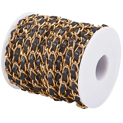 Черный 10ярды окисления алюминиевых канатных цепей, с искусственной кожей, несварные, с пустыми пластиковыми катушками 1pc, чёрные, 7x3.5 мм