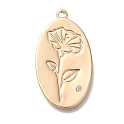 January Carnation Подвески из латуни с микропаве ко Дню матери и кубическим цирконием, без кадмия, без никеля и без свинца, подвески-цветы на день рождения, январь гвоздика, 26x14x1 мм, отверстие : 1.2 мм