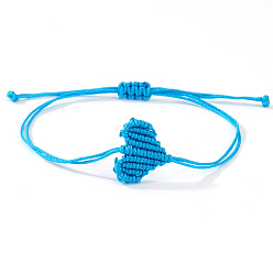 Темно-Голубой Регулируемые плетеные полиэстеровые шнуры-браслеты для дружбы и пар, сердце, глубокое синее небо, 11.02 дюйм (28 см)