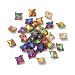 Mixed Color Glass Rhinestone Cabochons, Pointed Back & Back Plated, Faceted, Dart, Mixed Color, 8x8x4mm