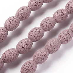 Розово-Коричневый Бусы из натуральной лавы, окрашенные, рис, розово-коричневый, 15~15.5x11~11.5 мм, отверстие : 2 мм, около 27 шт / нитка, 15.94 дюйм (40.5 см)