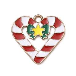 Candy Cane Рождественские эмали сплава подвески, золотой свет, шоколадная конфета, 21x22x1 мм, отверстие : 2 мм