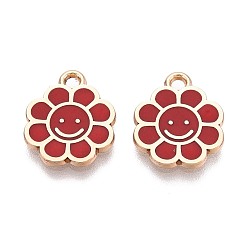 Красный Подвески из эмали и сплава, стойки покрытие, , золотые, красные, 15x12.5x1.2 мм, отверстие : 1.6 мм